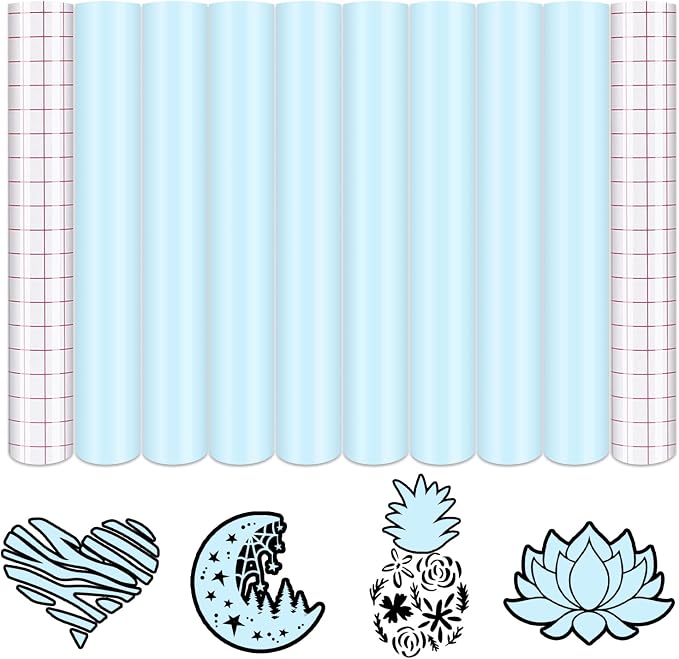 Tintnut Boho Permanent Vinyl 8 Sheets 12''x10'' Baby Blue Adhesive Vinyl |