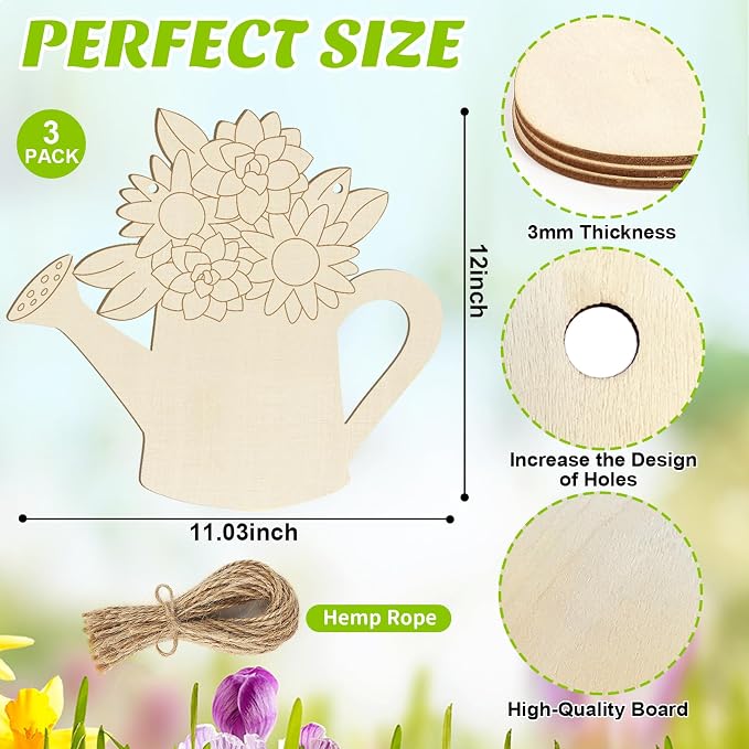 Large Size 12" Wooden Spring Crafts Ornaments to Paint, Flower Wooden DIY Blank