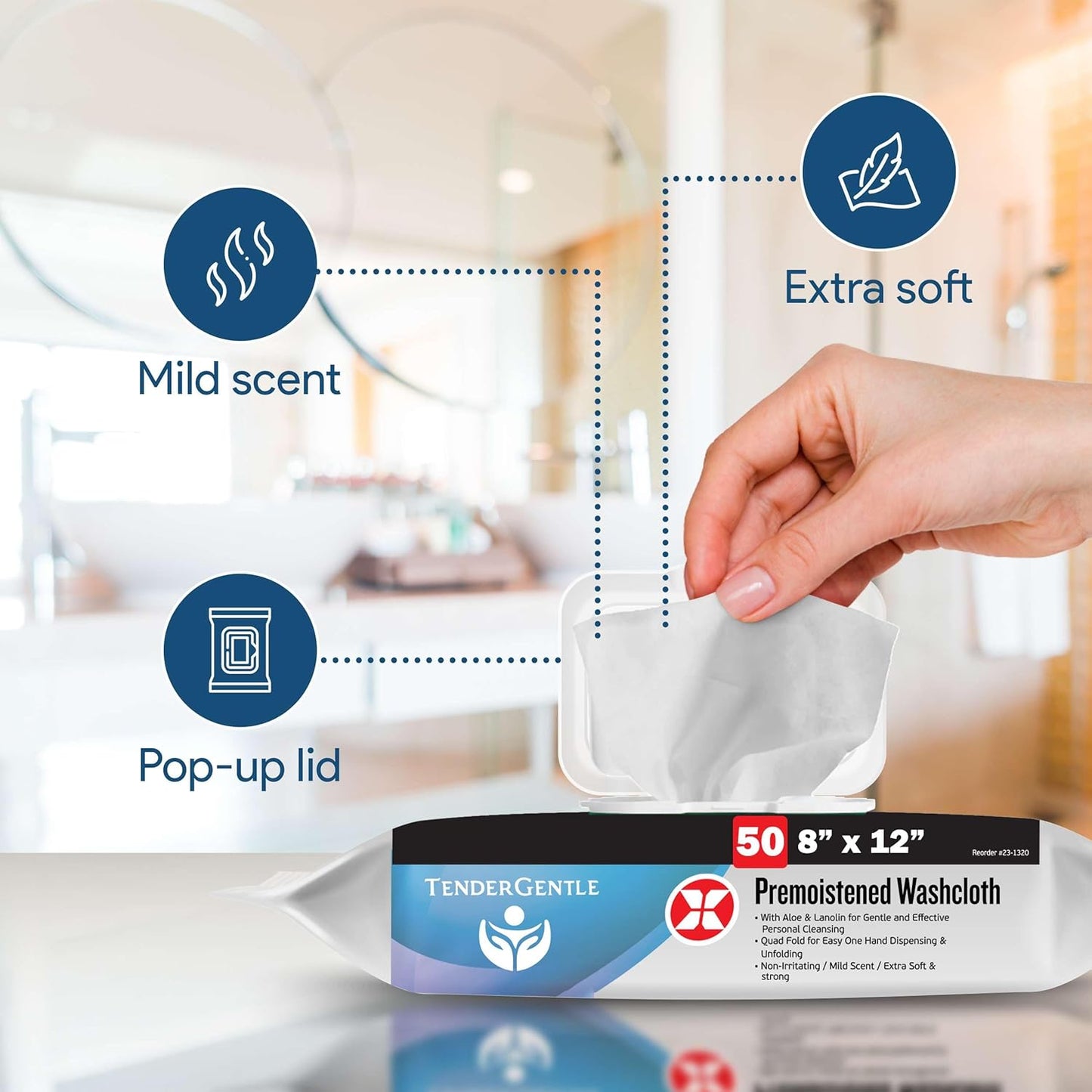 Non Flushable Wet Wipes for Adults - Case of 600 Body Wipes with Aloe and Lanolin - Good for Incontinence and Personal Cleansing