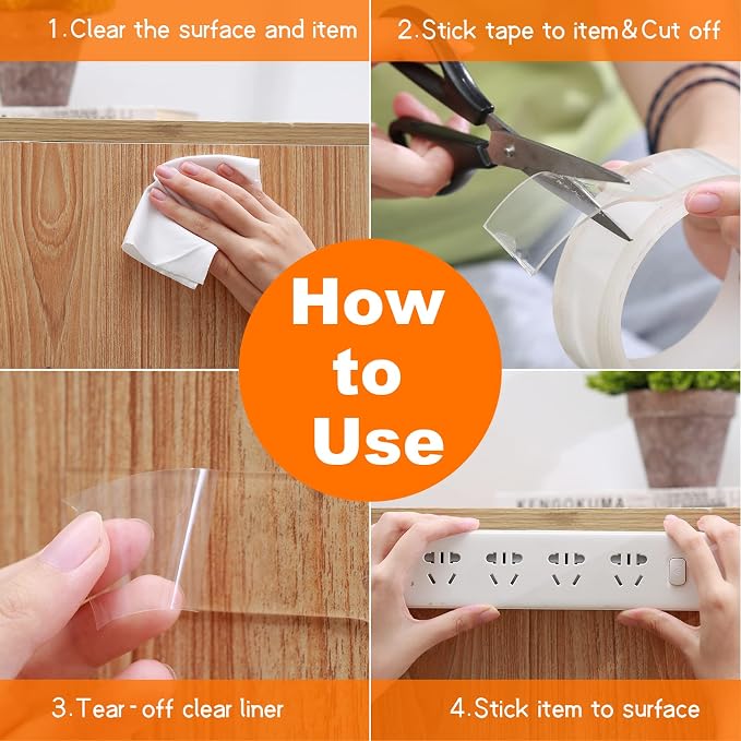 Yeefeoch Double Sided Tape Heavy Duty, mounting Picture Hanging Adhesive Strips
