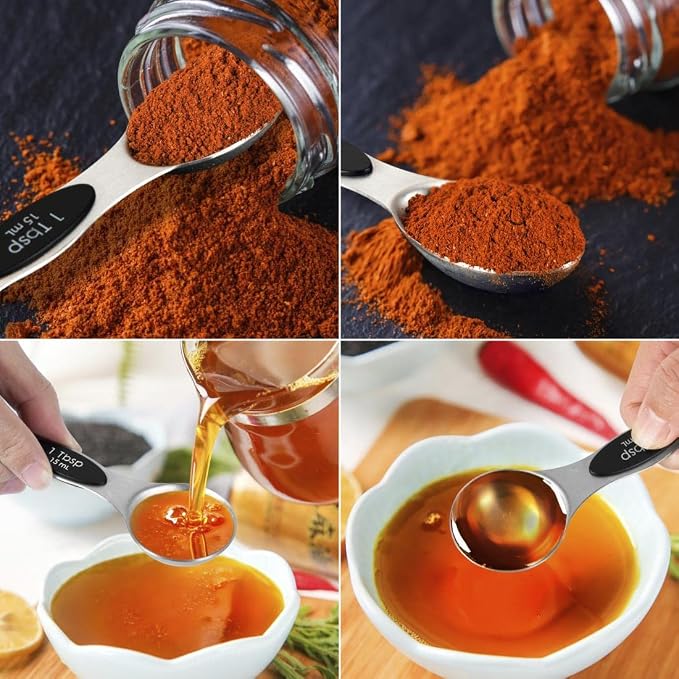 16 Pieces Measuring Cups and Magnetic Measuring Spoons Set Stainless Steel
