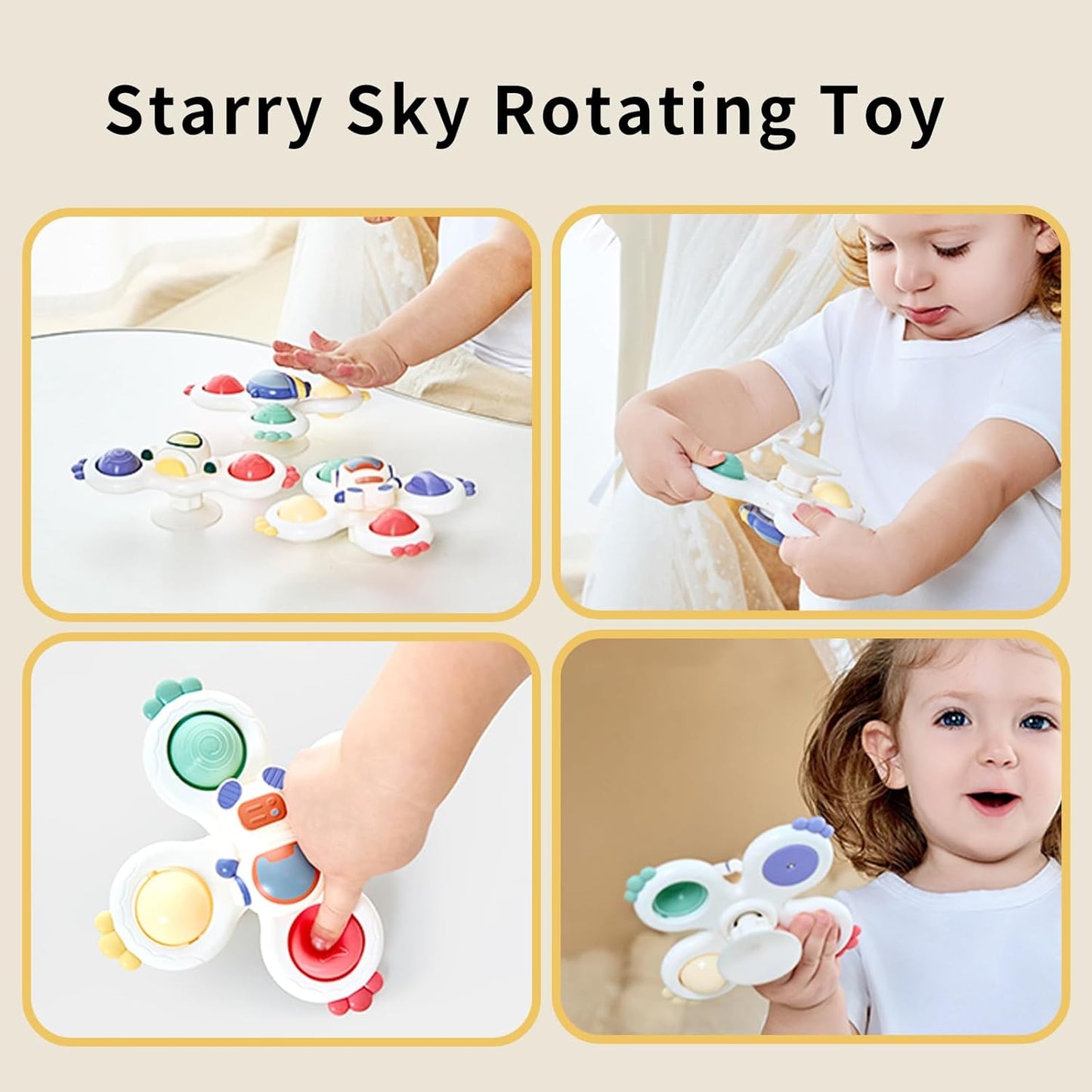 3 Piece Suction Cup Spinning Gyro Water Play Toys for Baby Bath, Window, Children's Table and Stroller, Sensory Toys for 1 to 3 Year Olds, Halloween Thanksgiving Christmas Birthday Gift