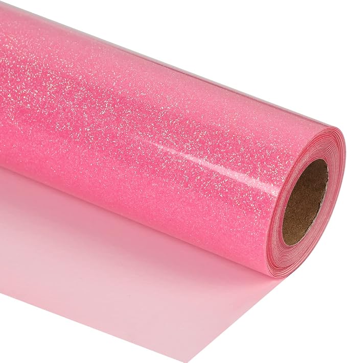 guangyintong Glow Glitter Pink Heat Transfer Vinyl HTV Rolls, HTV Vinyl