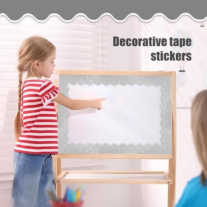 70Ft Shine Bulletin Board Borders，Scalloped Poster Boards Decorations Trim