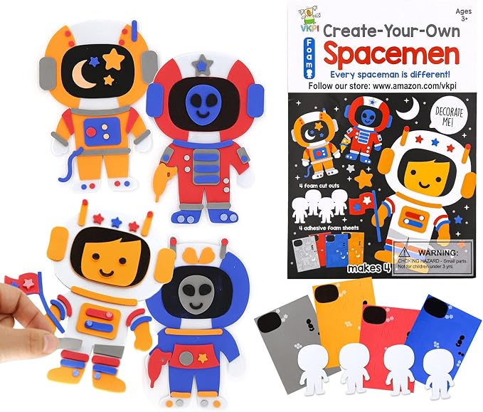 VKPI 4 Pieces EVA Foam Art Crafts Gift Kit, Creative Make Your Own Spacemen