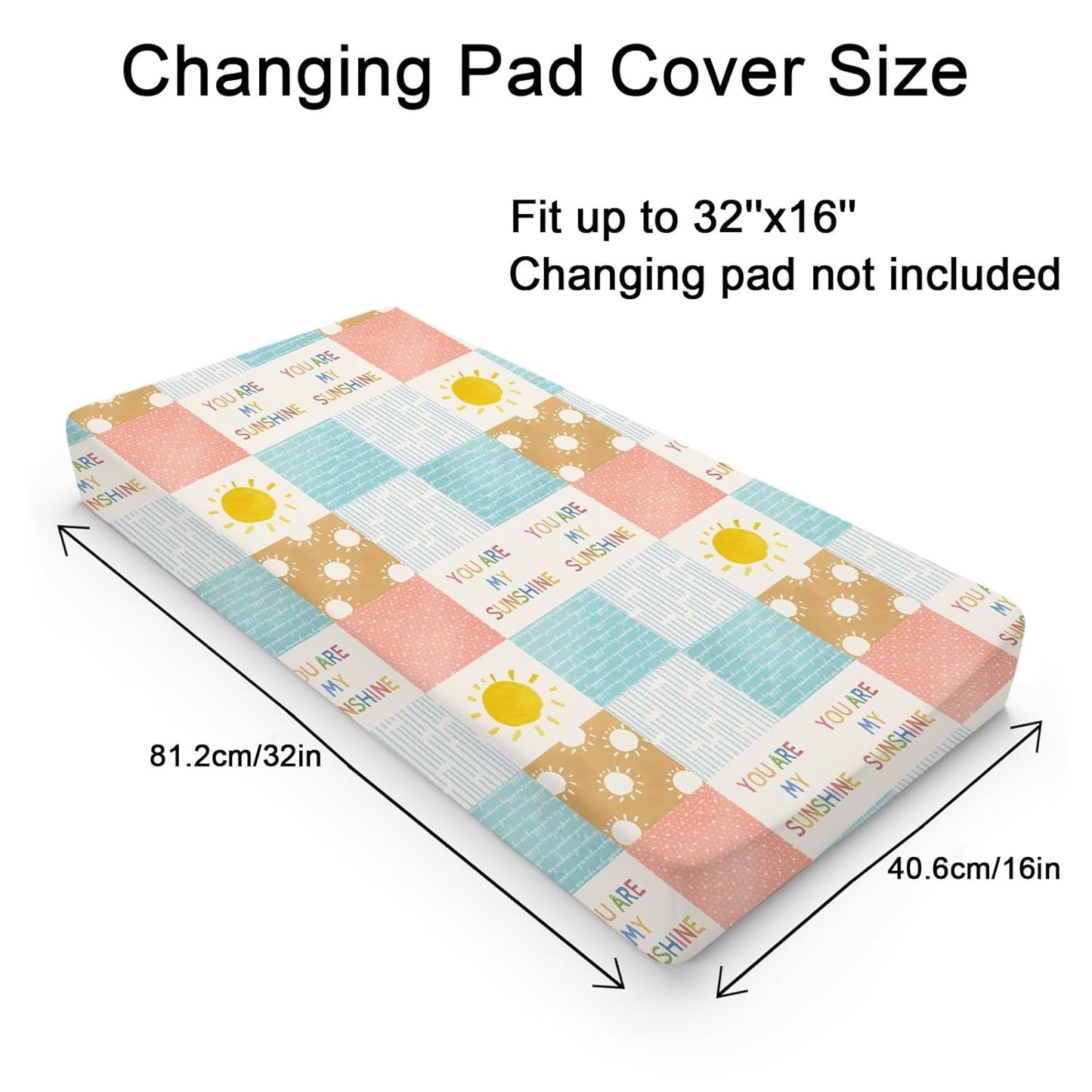 Colorful Boho Sun Changing Pad Covers Cute Sunshine Stripes Diaper Change Pad Sheets for Girls Boys Letters Quote Soft Breathable Stretchy Snug Fitted Changing Mat Cover 32''x16''