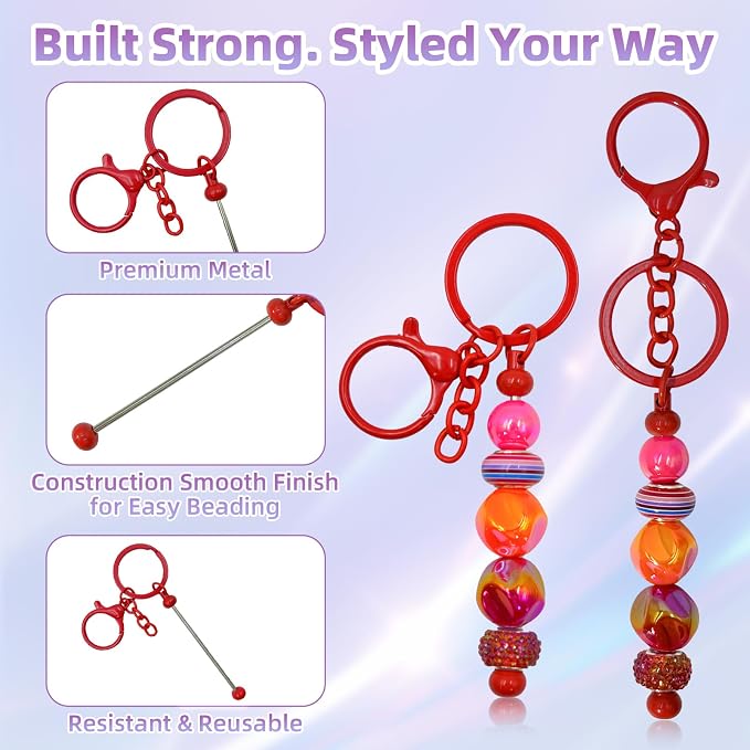 28 Pcs Beadable Keychain Bars