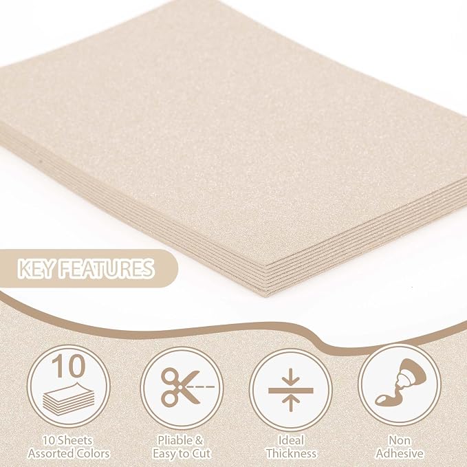 10 Pack Glitter Foam Sheets Craft 8 x 12 inch | Sparkles Foam Paper