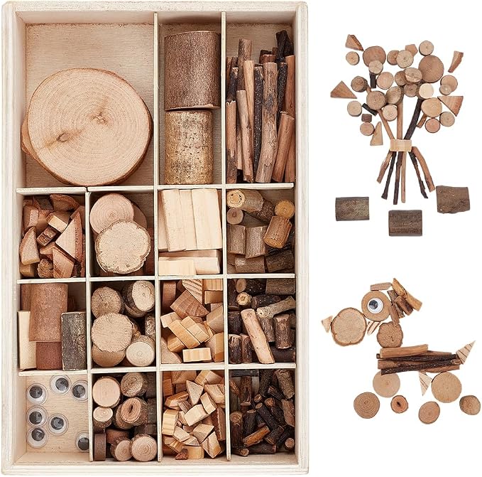 PH PandaHall Wooden Unfinished Craft Kits Natural Wood Slices Wooden Art Paint
