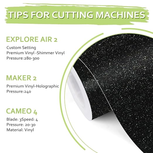 TECKWRAP Black Glitter Vinyl Permanent – Shimmer Vinyl Adhesive Vinyl Roll 1ft