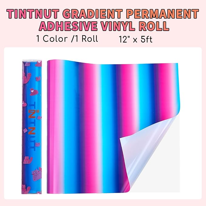 Tintnut Gradient Permanent Vinyl Roll 12in x 5ft Rose Blue Adhesive Vinyl |