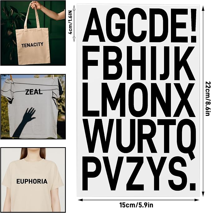24 Sheets Black and White Iron On Letters
