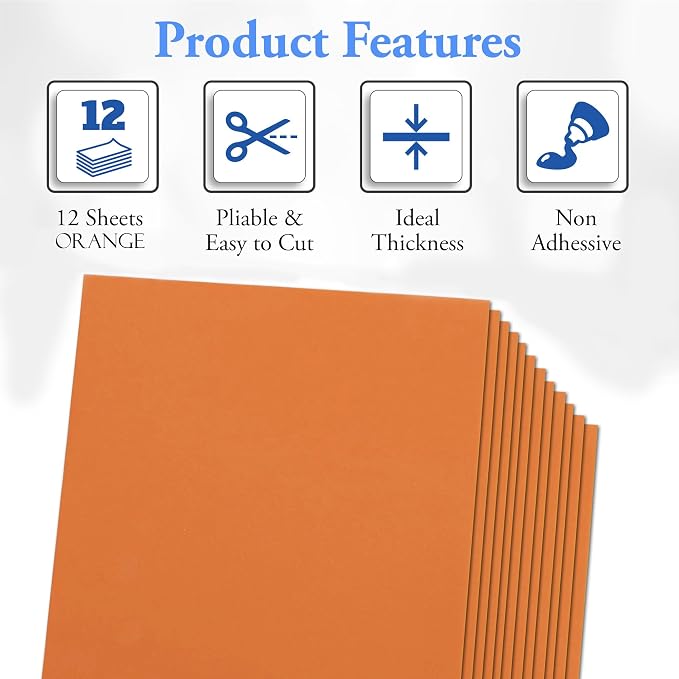 Orange Eva Foam Sheets, 2mm Thick, 6 x 9 Inch, Handicraft Foam Paper