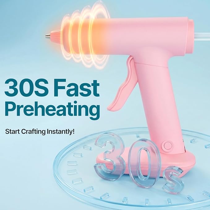 Cordless Hot Glue Gun, 30s Fast Preheating