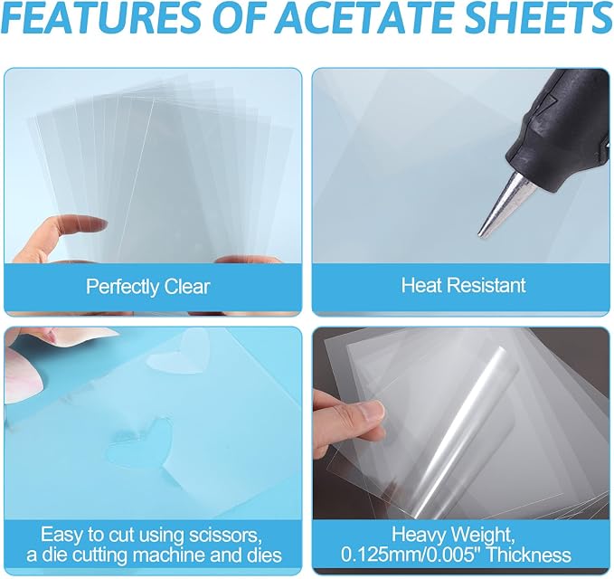 30 Pcs Heat Resistant Clear Acetate Sheets