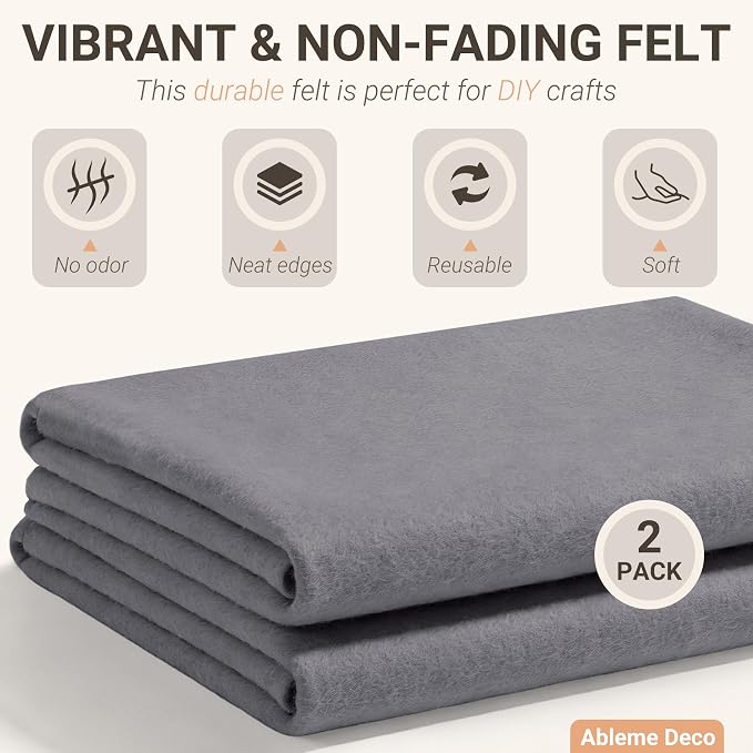 Felt Fabric Sheets 18" x 18" 1.6mm Soft Craft Felt, Dark Grey | Soft Precut