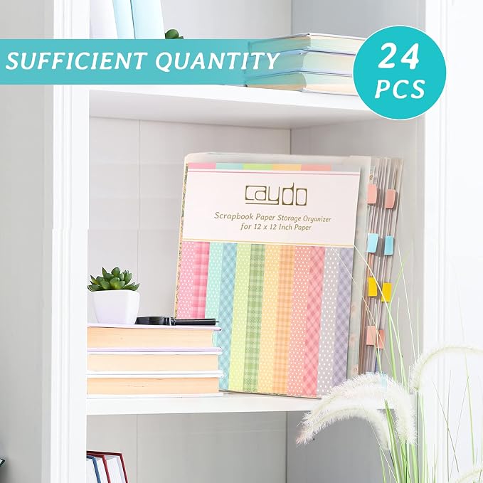 Caydo 24 Pieces Scrapbook Paper Storage Organizer