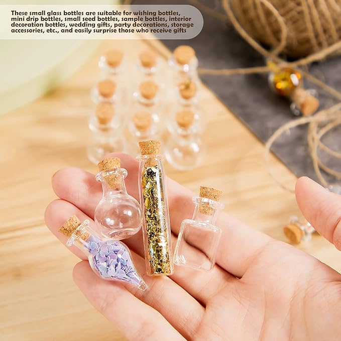 Geiserailie 80 Pieces Tiny Glass Bottles Spell Jars