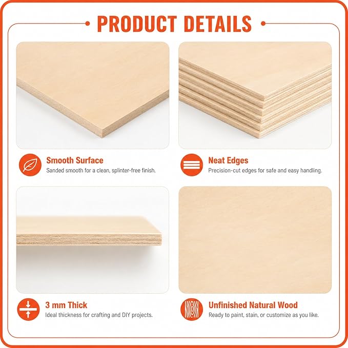 3mm Basswood Sheets 1/8 Inch