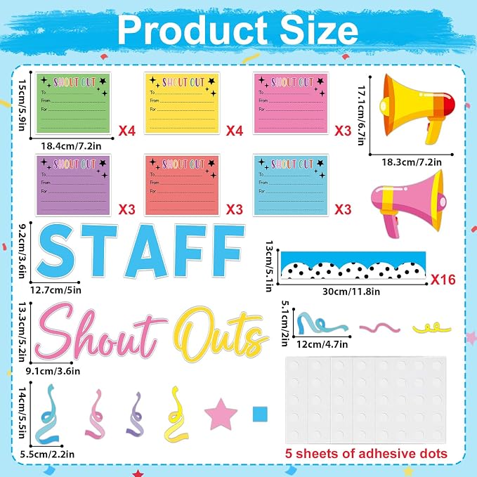Staff Shout Outs Bulletin Board Decorations Colorful Back to School Bulletin