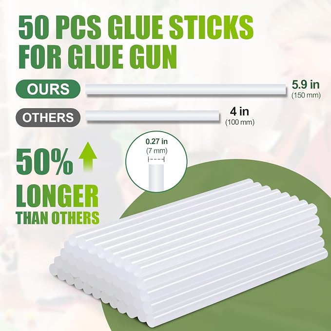 Mini Hot Glue Sticks for Glue Gun, 50 Pack Hot Glue Gun Sticks Fits Most Glue