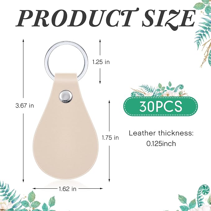Taiyin 30 Pcs Leather Key Fob Kit
