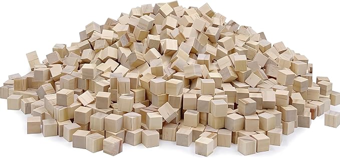 1cm Wood Blocks for Crafts, Natural Pine Small Wood Square Blocks, Wooden Cubes