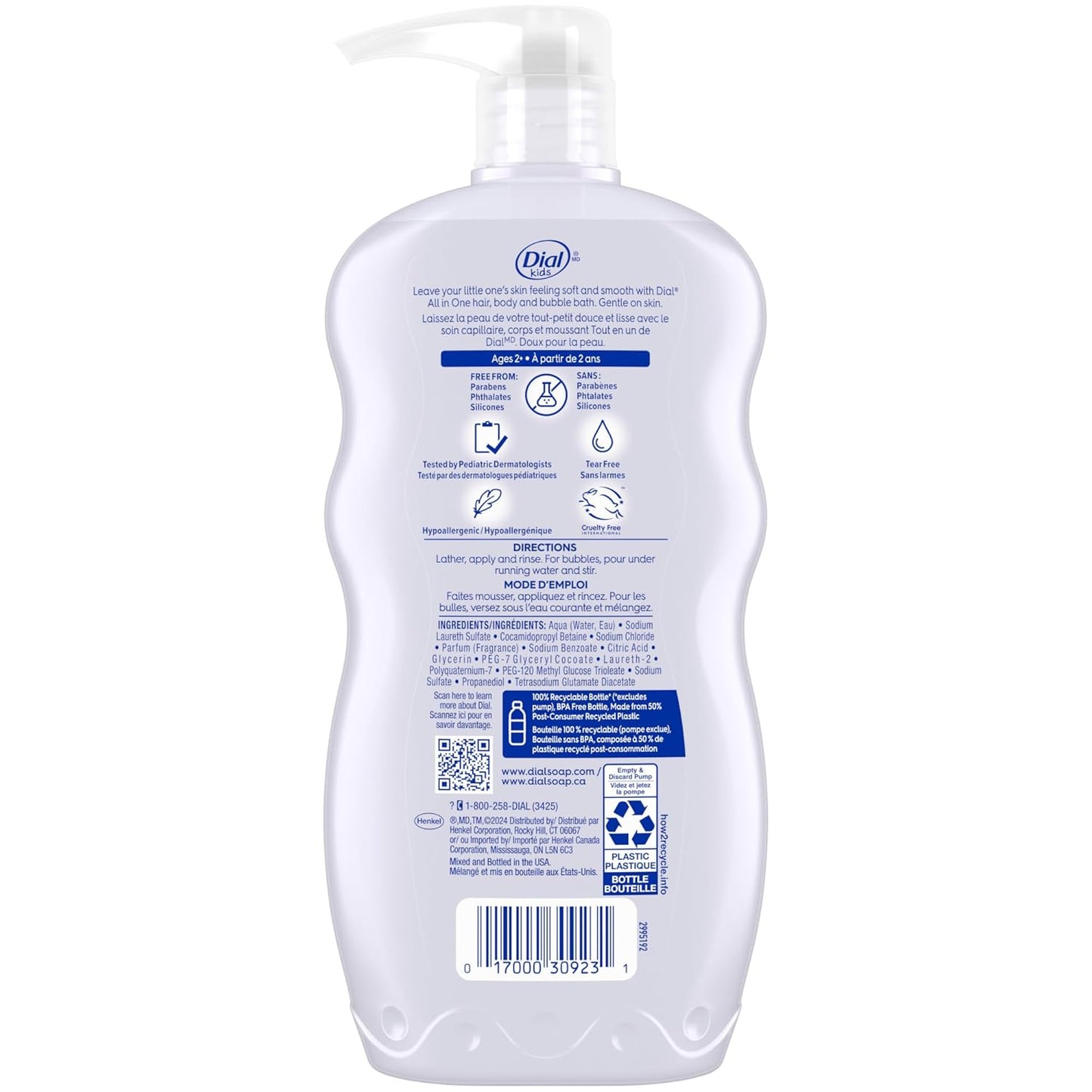 Dial Kids 3-in-1 Body+Hair+Bubble Bath, Lavender Scent, 24 fl oz (Pack of 4)