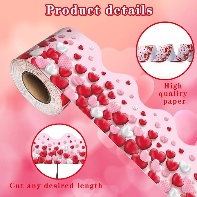 69 Ft Valentine's Day Bulletin Board Border Heart Trim Border Sweet Valentine