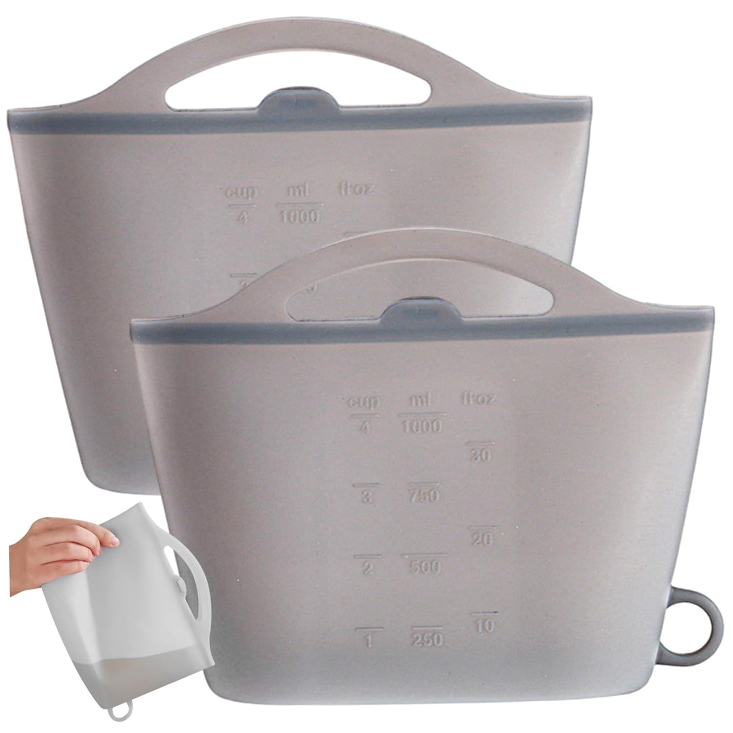 2PCS Microwave Sterilizer Bag, 1000ml Flexible Silicone Microwave Steam Bags, Hanging Leakproof Pacifier Sterilizer with Handle