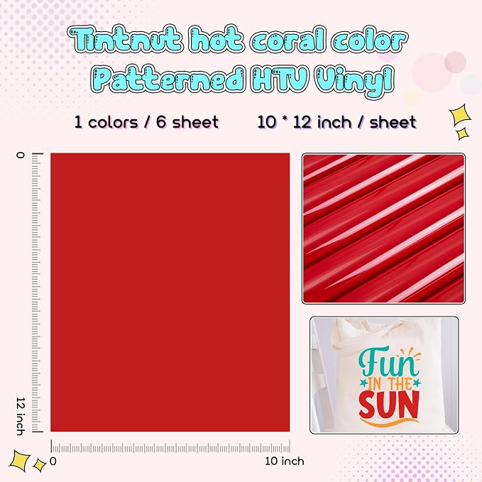 Tintnut Red Color Heat Transfer Vinyl, easy cut & weed, stretch washable