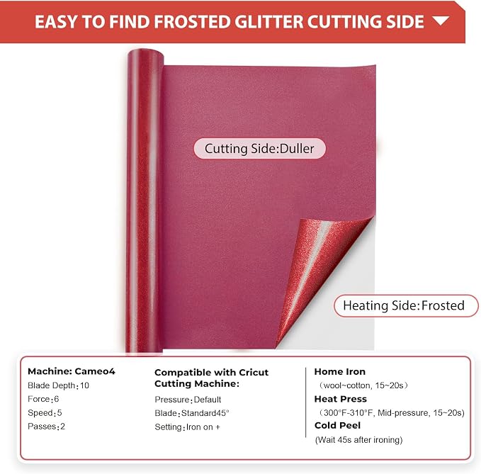 HTVRONT Glitter HTV, Easy-Weed for Craft Design