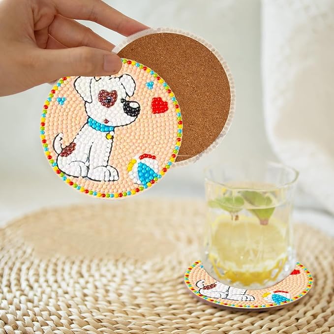 EWJRNSF 8 PCS Diamond Art Coasters Kit, Small Diamond Painting Coasters