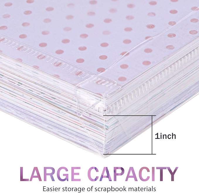Henoyso 48 Pcs 12 x 12 Scrapbook Paper Storage Organizer Top Loading Plastic
