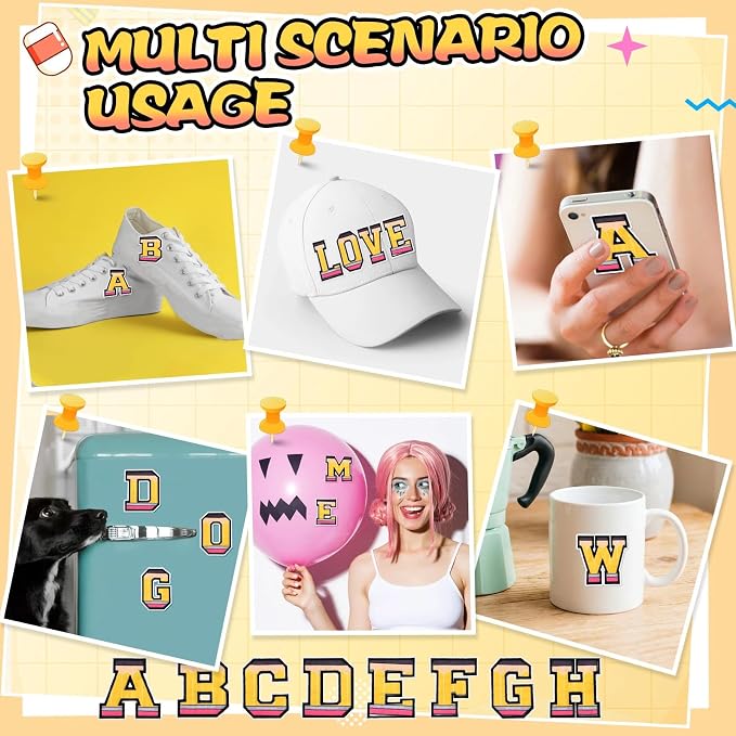 WILLBOND 52 Pcs Back to School Alphabet Patches Pencil Self Adhesive Iron on