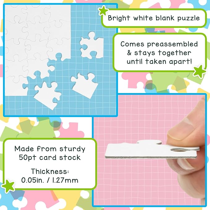 Hygloss 6 Blank Heart Puzzles – 8.5 x 9.5 Inches