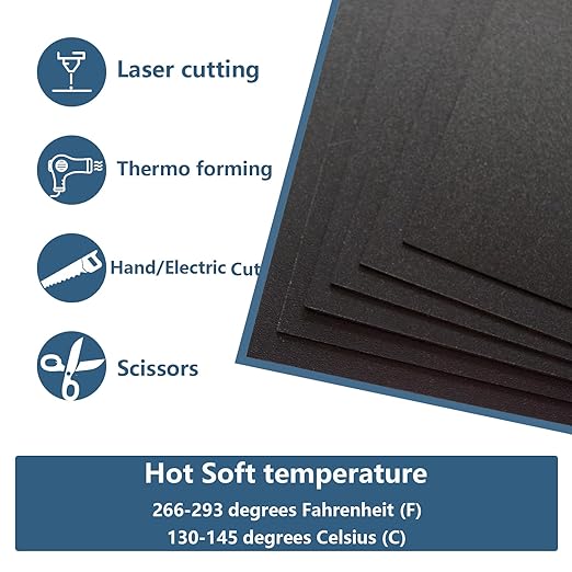 12 Pack Black Plastic Sheet 8x12x0.04 in Flexible High Tensile Plastic Sheets