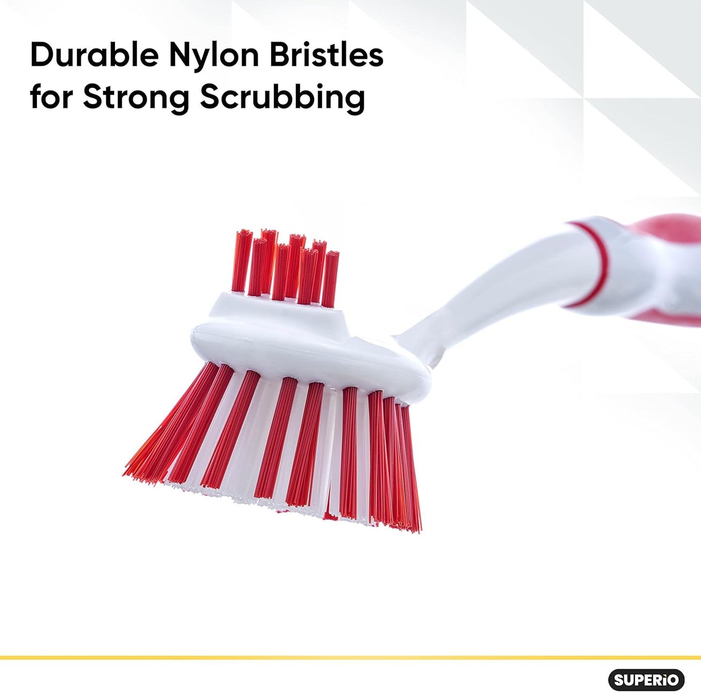 Dish Brush with Handle Vegetable Brush Double Sided Cleaning Brush Scrubber Non Scratch Scrub Brushes Kitchen Brush for Cooking, Foods- Fruits/Potatoes/Veggies, Sinks, Bath-Red, Superio