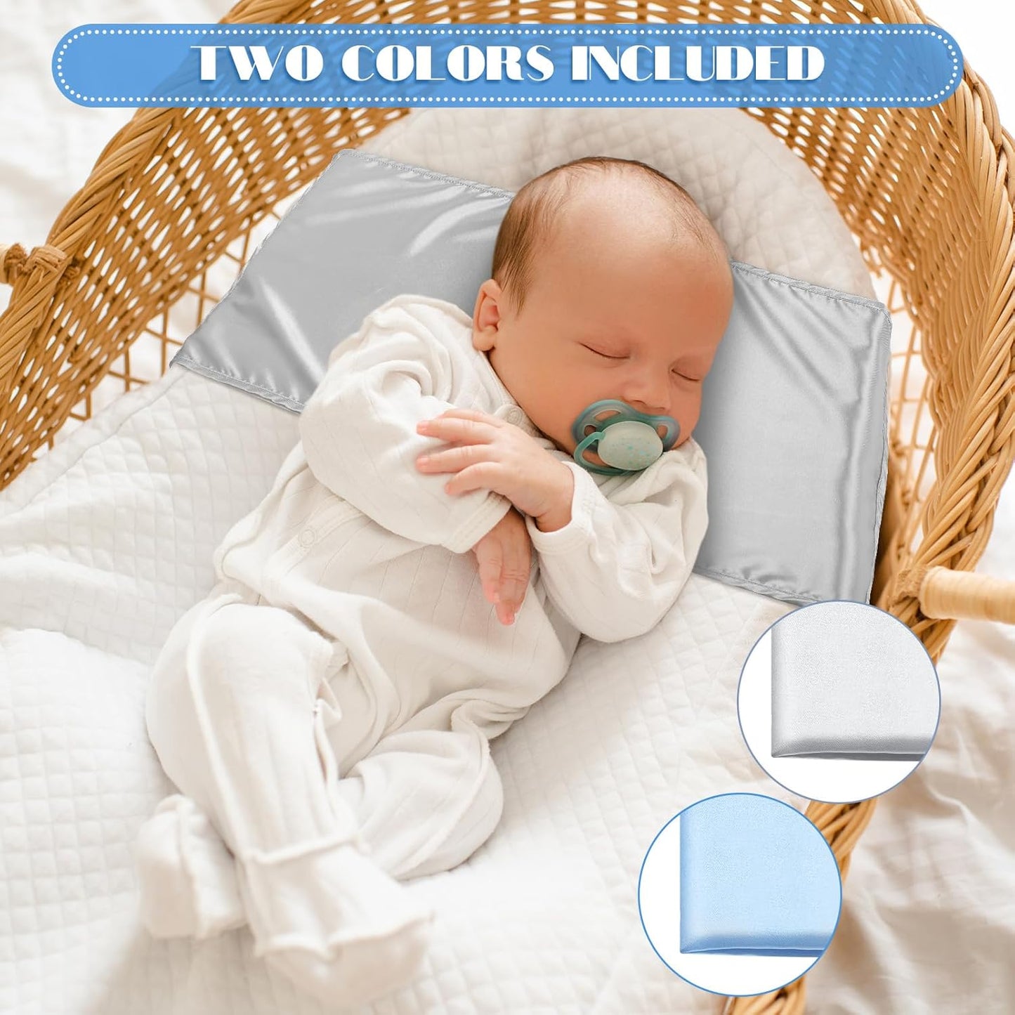 Hosuly 2 Pcs Satin Bassinet Sheet Baby Hair Soft Silk Feeling Sheet Baby Bassinet for Rectangle Cradle Pad Mattress Boys Girls Newborn Infant(Gray, Light Blue)