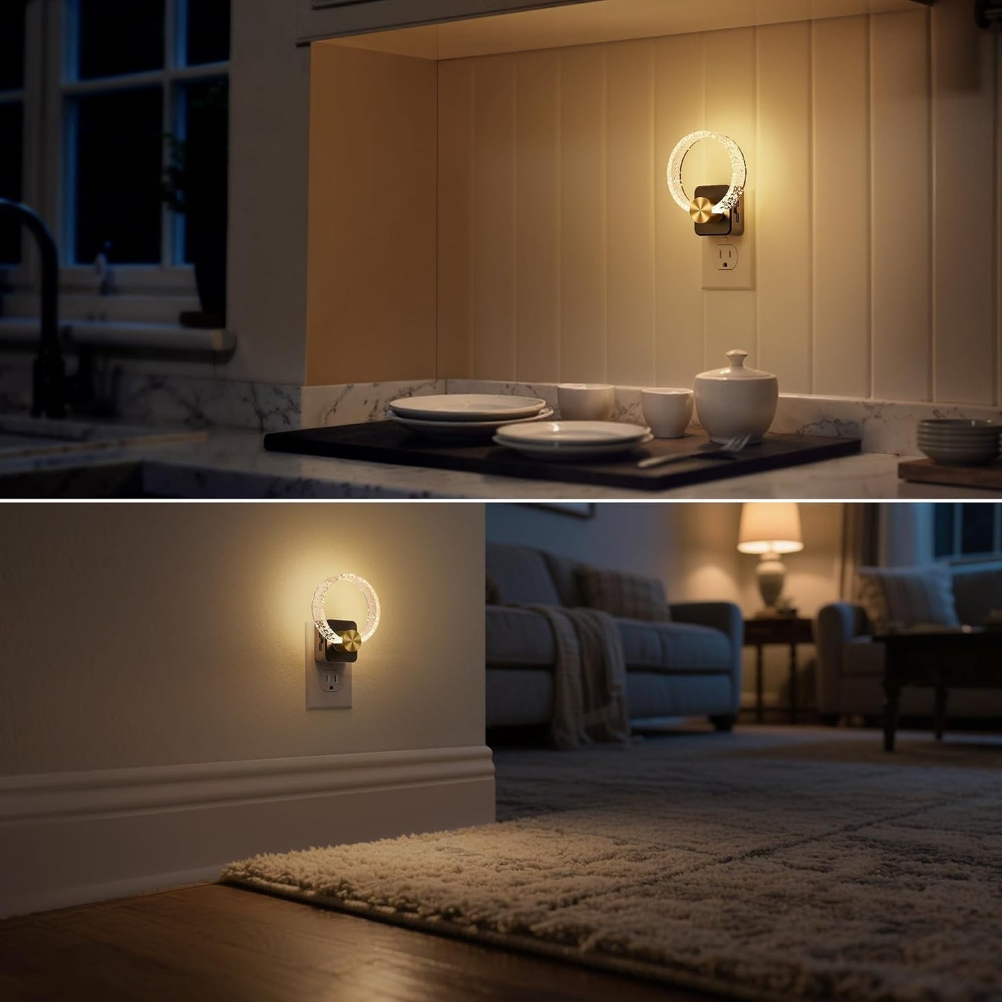 DORESshop LED Night Light，Decorative Night Light Plug Into Wall [2 Pack] with Dusk-to-Dawn Sensor, Dimmable Nightlights, Adjustable Brightness for Hallway, Bedroom,Kids Room,Stairway,Soft White