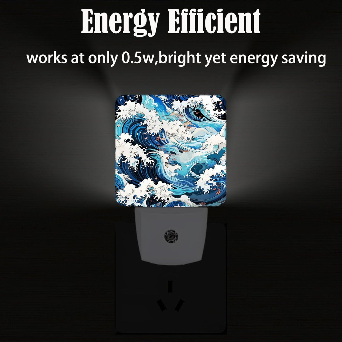 Movement of Waves Night Light,Plug-in Night Lights with Dusk to Dawn Sensor for Stairway,Hallway,Bedroom Sleep Friendly Ideal for Women/Girls/Boys Gift,0.5w