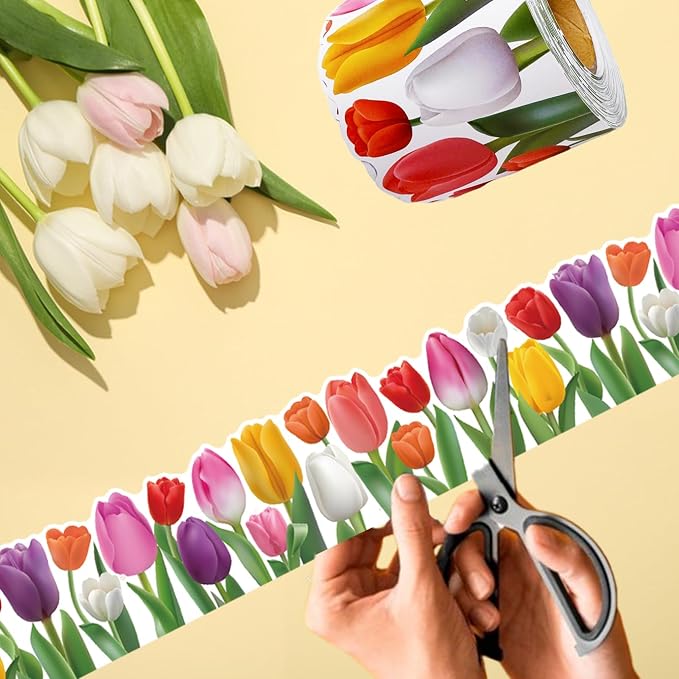 68.9 Feet Floral Bulletin Borders Decorations, Tuilp Border Bulletin Board