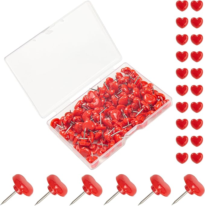 ELANE 100 Pcs Heart Thumb Tacks