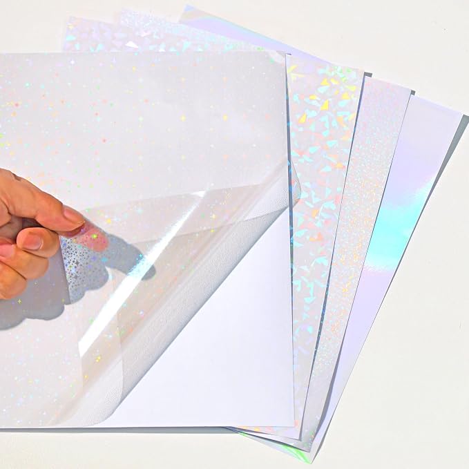 36 Sheets Holographic Laminate Sheets Clear Self Adhesive Sticker Paper |