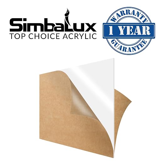 SimbaLux Acrylic Sheet White 32% Translucent Cast 12”x12” 1/8” Thick 2 Pack |