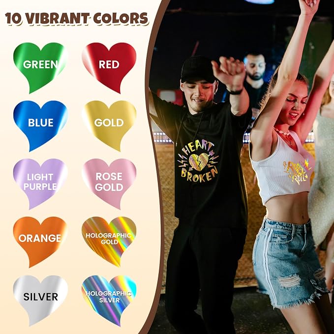 Holographic Gold Metallic Foil Heat Transfer Vinyl, Chrome HTV Easy to Cut &