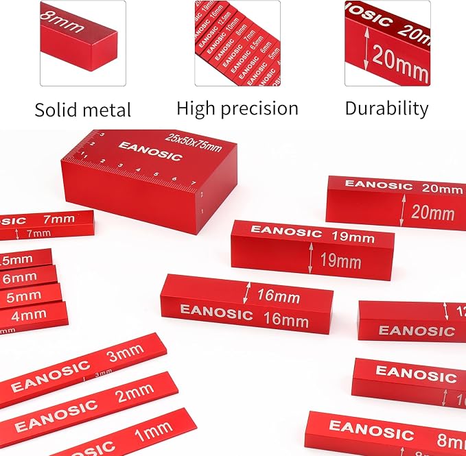 EANOSIC Metric Setup Blocks Height Gauge Set, Bars Include Laser Engraved Size