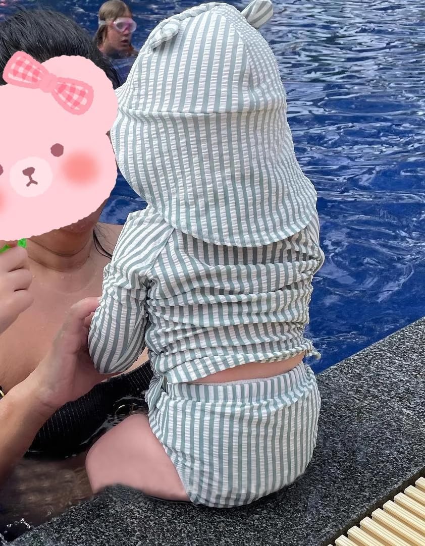 Toddler Boys & Girls Swim Diapers Washable Reusable Swimming Diapers BPA Free Swimmers SPF Seersucker Swim Pants 2-3T