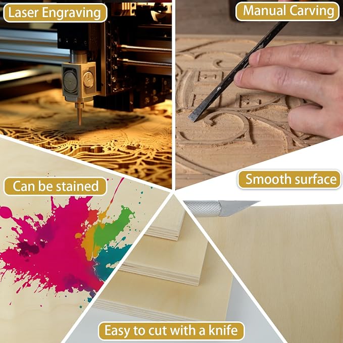 8 Pack Basswood Sheets for Crafts