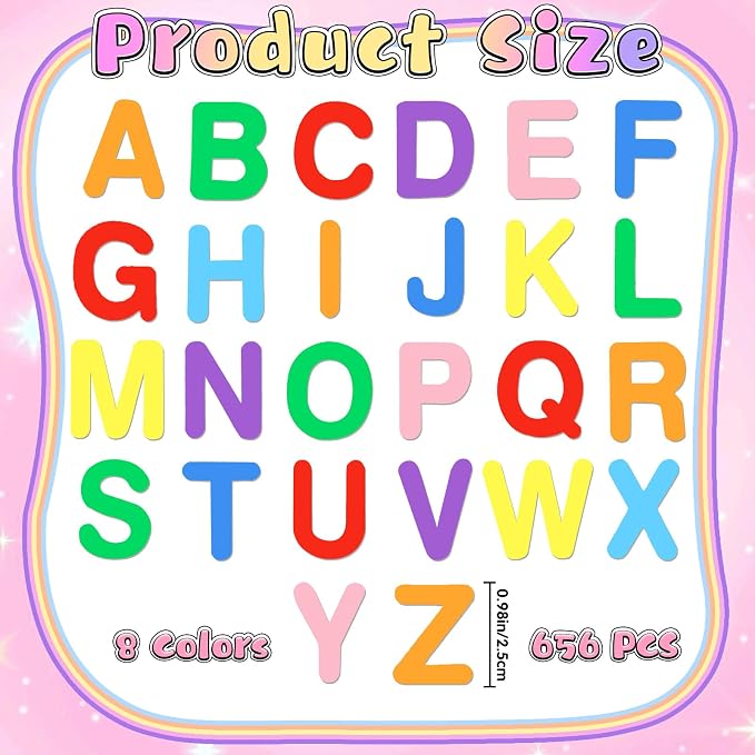 656 Pcs Foam Letter Stickers, Self-Adhesive EVA Alphabet Stickers Small 1 Inch